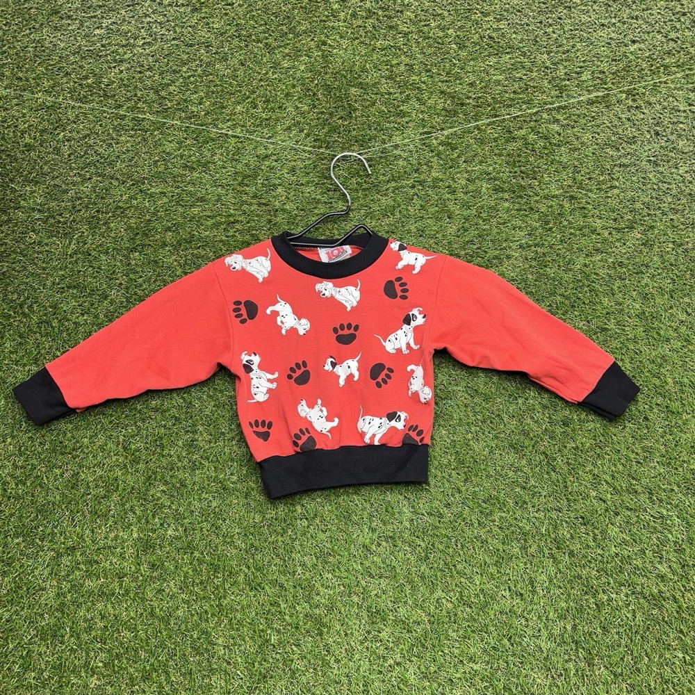 Vintage 101 Dalmations Sweatshirt Toddler 3 3T Infant Disney Crewneck Shirt Red